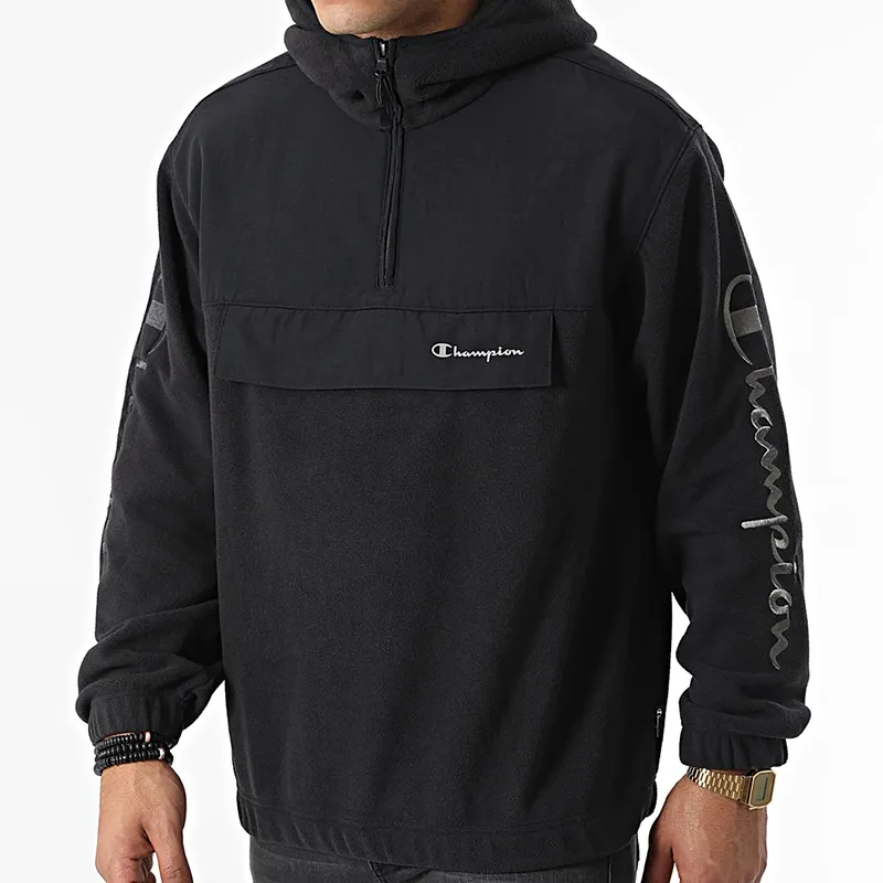 Sweat zippé à capuche Polaire - Noir-1