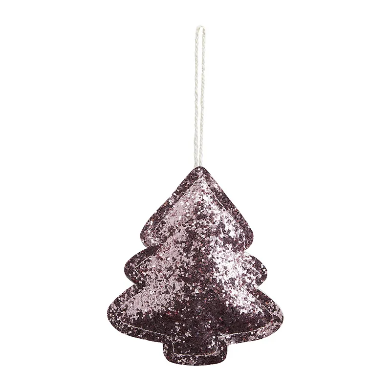 4 Suspensions de noël Sapin Étoiles Blanc/Rose - 11cm-2