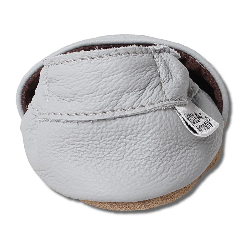 Chaussons cuir brodés Foot - Gris-2