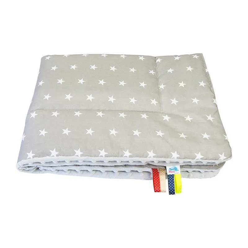Couverture Minky Étoiles Gris/Blanc - 75x100cm-0