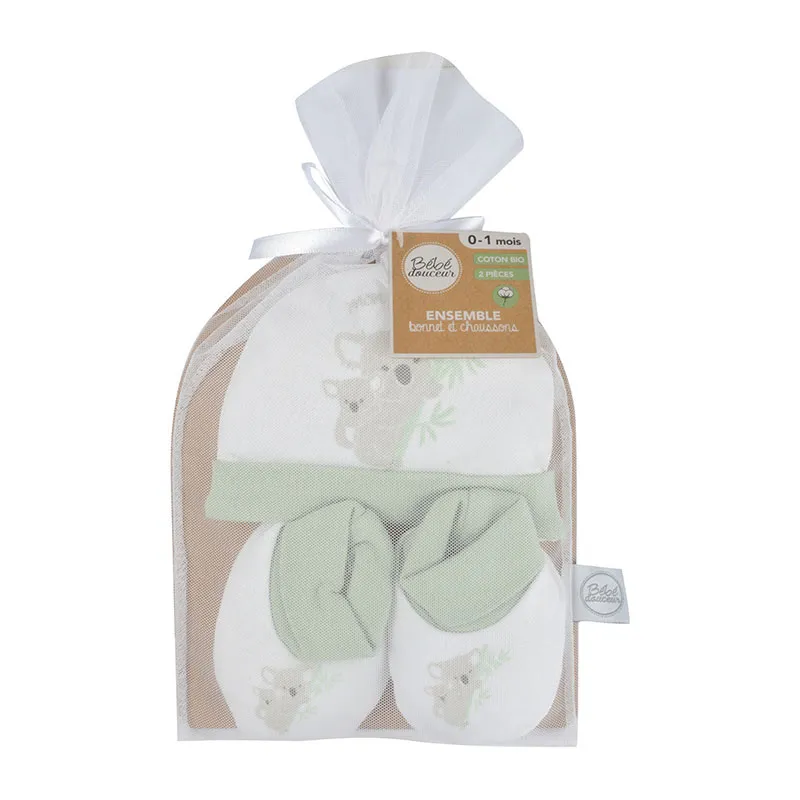Bonnet + chaussons Coton BIO Koala - Naissance-1