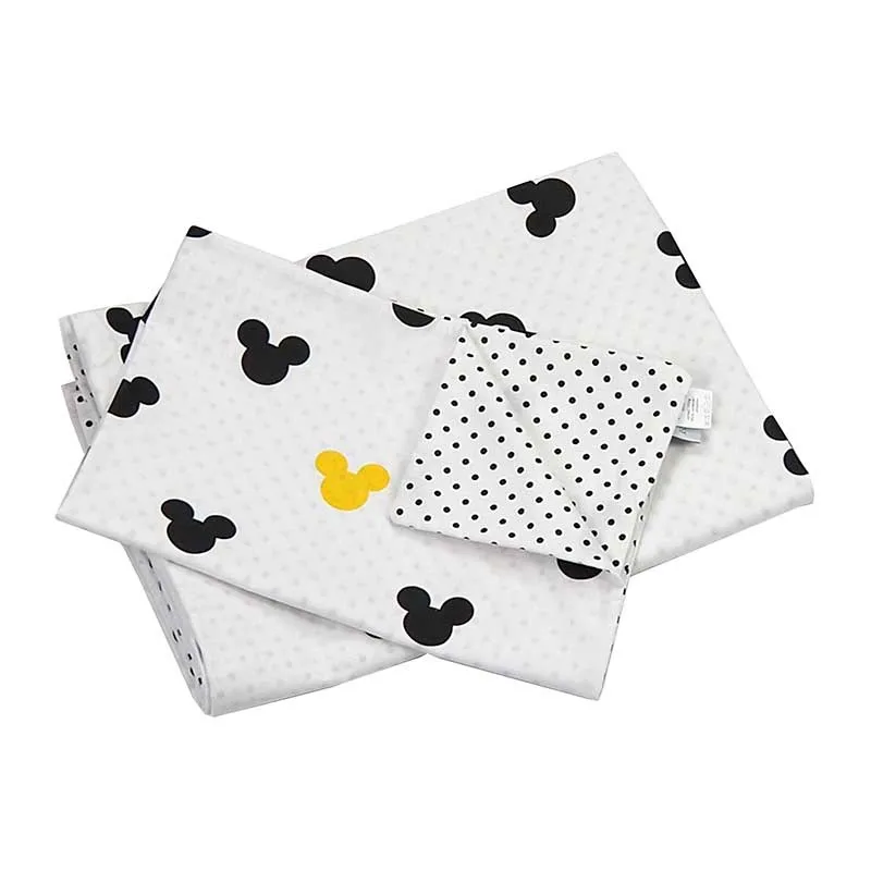Parure 2pcs Coton Mickey Blanc/Noir - 100x135cm-1