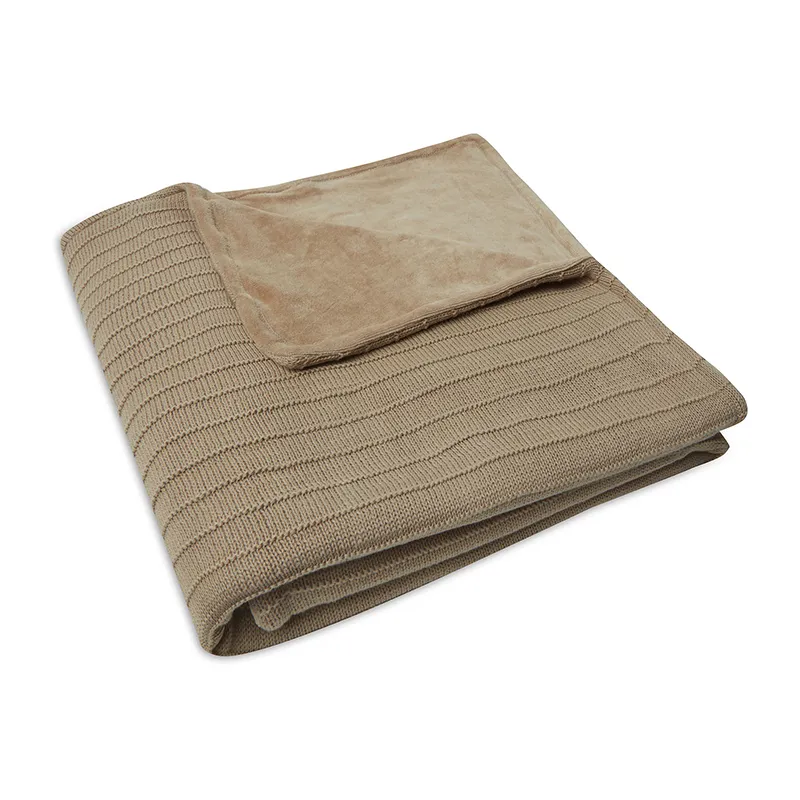 Couverture Lit Bébé Pure Knit Biscuit/Velours - 100x150cm-2