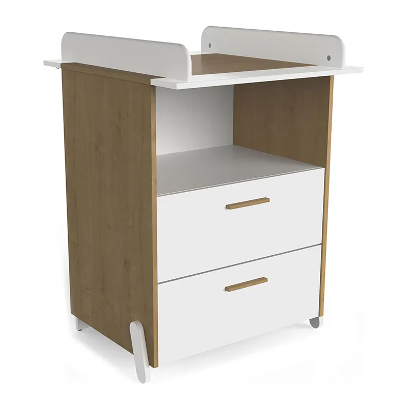 Chambre Duo Lit Bébé Naili + Commode à langer avec plan 2 tiroirs - 60x120cm-3