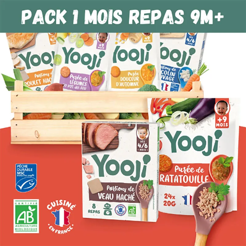 Pack 1 mois de repas Légumes/Protéines Bio - 30 repas - 9m+-0