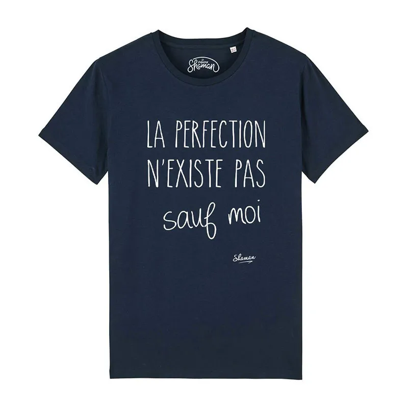 T-shirt Homme La perfection n'existe pas sauf moi BIO - Marine-0