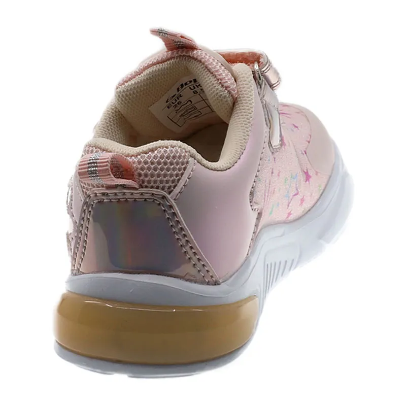 Baskets lumineuses à lacets/scratch Enfant Fille Emy - Rose-1