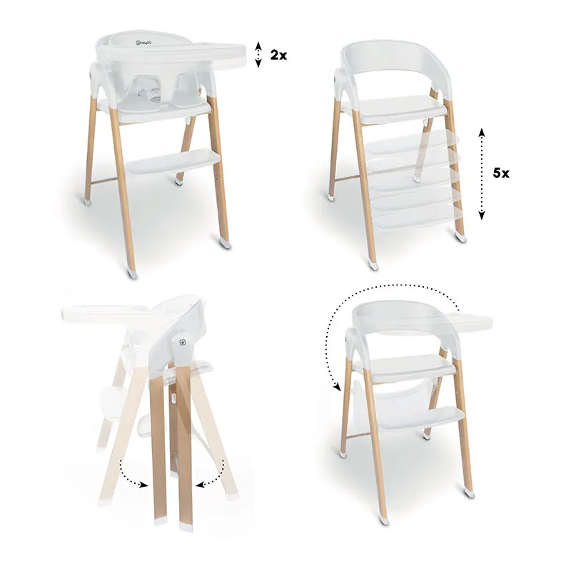 Chaise haute + Transat Levels Newborn Bois/Blanc - 0m+-8