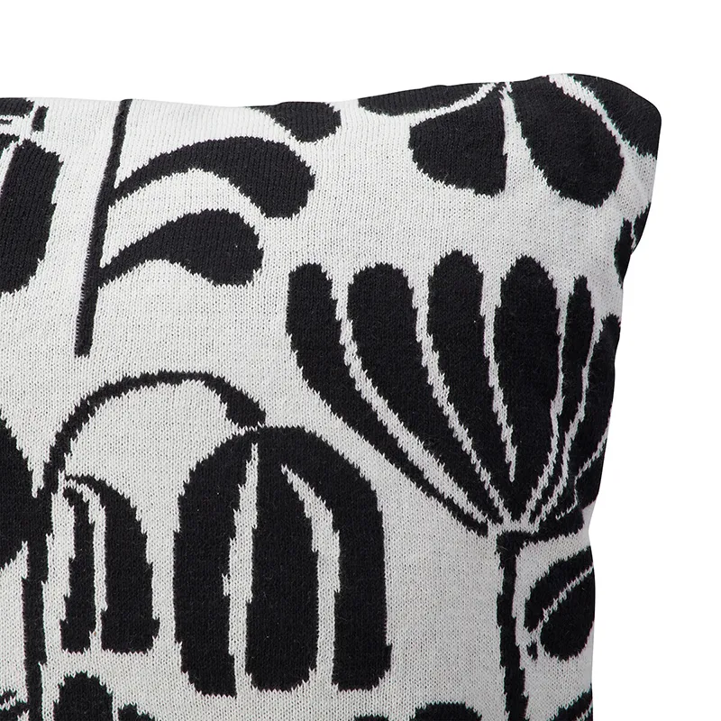 Coussin tricot Twisted Lime Noir/Blanc - 40x40cm-2