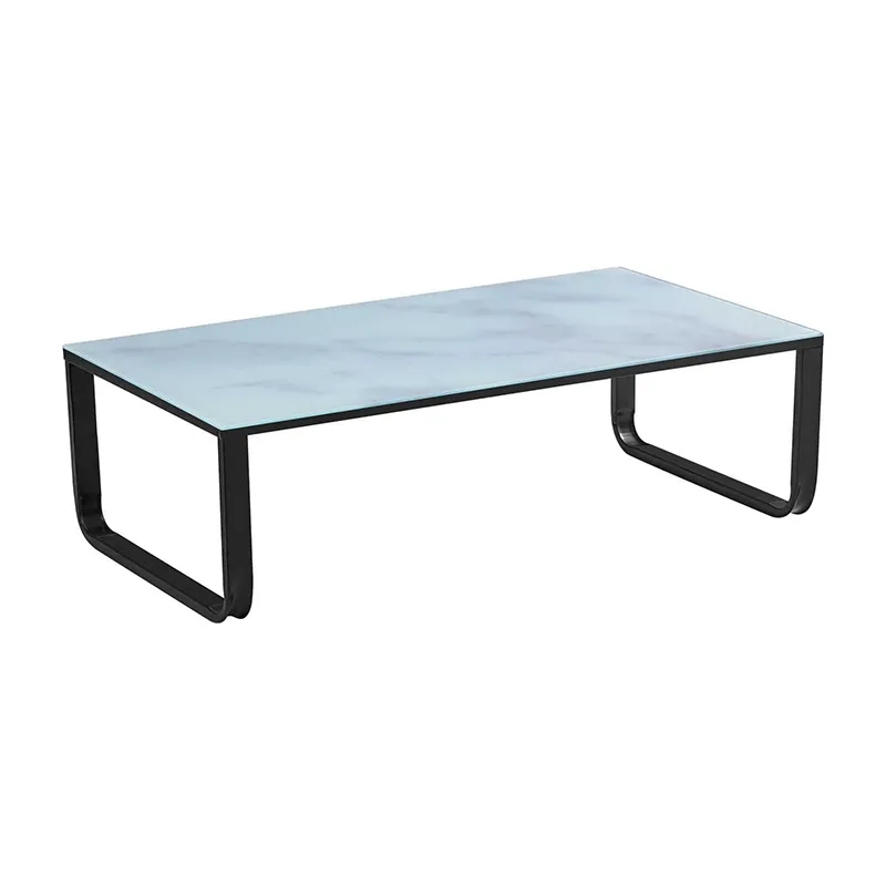 Table basse Verre Marble Blanc - 105x55x32cm-0