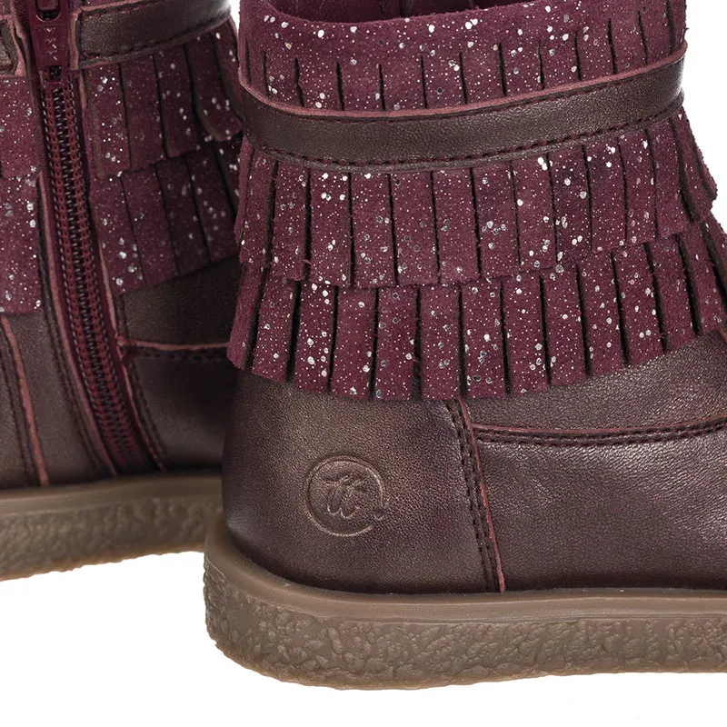 Bottines à franges Emilie - Bordeaux-4