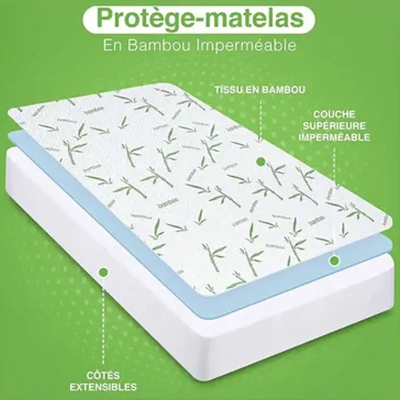 Protège-matelas Bambou imper. Blanc-5
