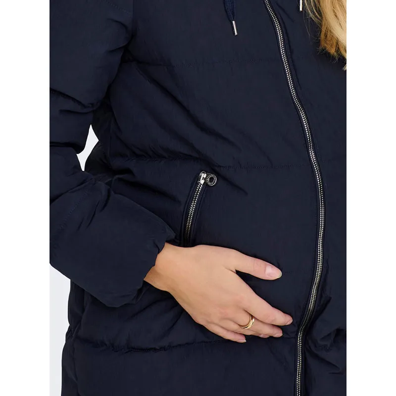 Doudoune longue de grossesse Dolly - Bleu marine-5