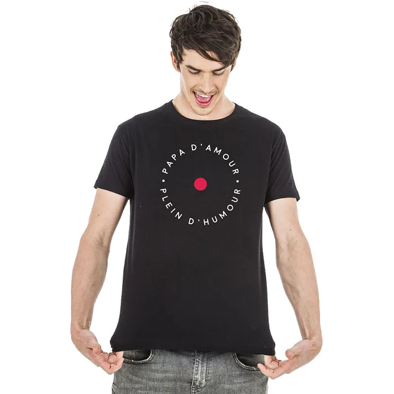 T-shirt Homme BIO Papa d'Amour plein d'humour - Noir-0