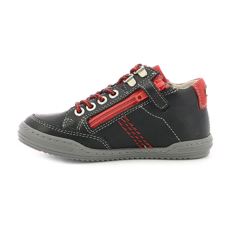 Sneakers hautes zip/lacets Joula - Noir/Rouge-3
