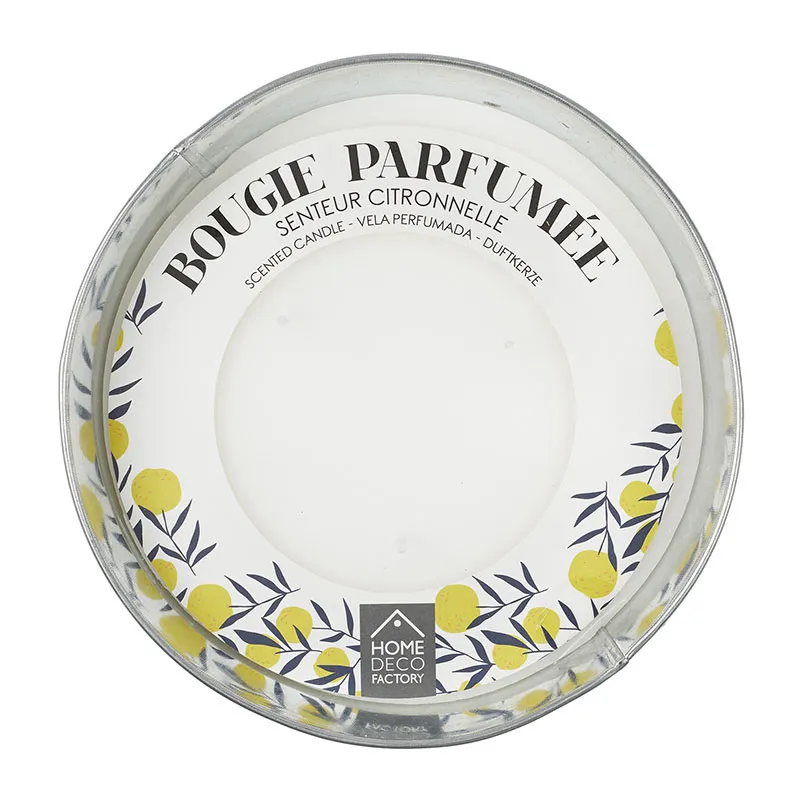 Bougie parfumée citronnelle pot métal Aléat. - 9x20.50cm-5