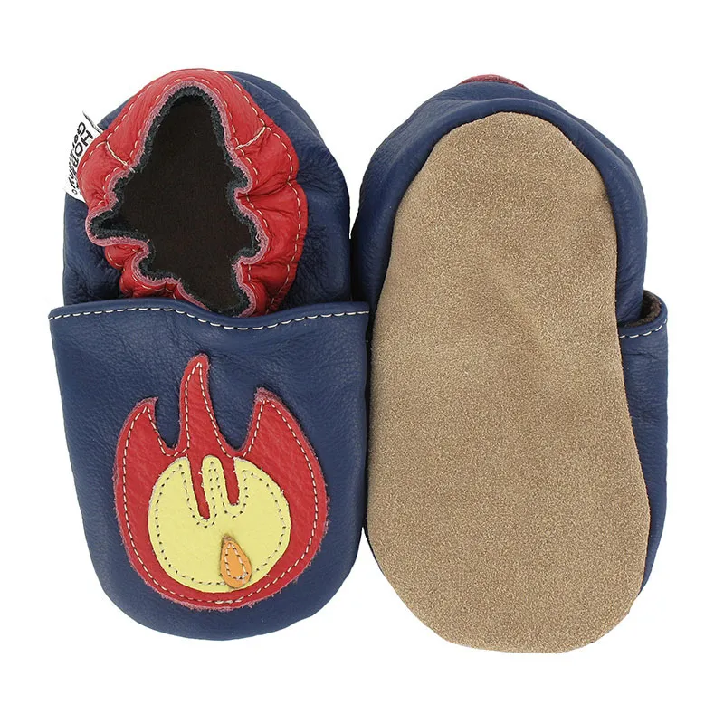 Chaussons cuir Pompier - Bleu-1