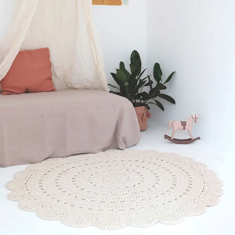 Tapis Coton crochet Alma Ecru - Plusieurs dim. Dispos-0