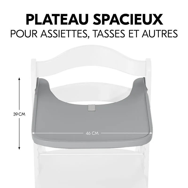 Chaise haute Alpha+ Grise + Tablette + Coussin d'assise - 0m+-9