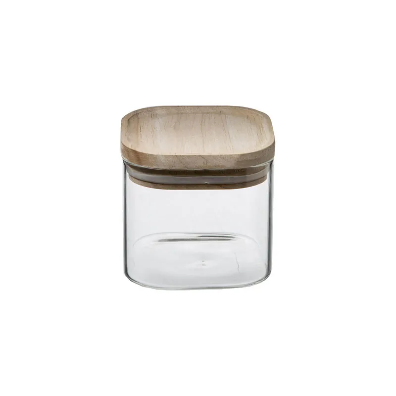 3 Bocaux en verre empilables + couv. Bois - 50cl/1L/1,8L-4