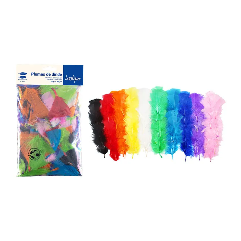 Plumes de dinde Arc-en-ciel 300pcs - 3+-0