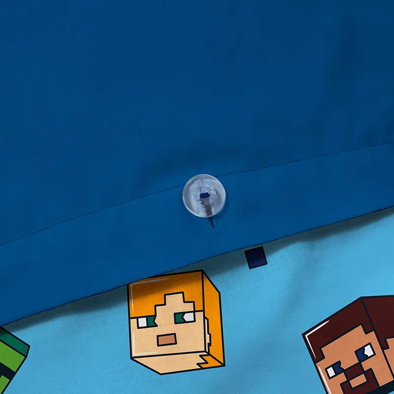 Parure 2pcs Coton réversible Minecraft Bleu - 140x200cm-4
