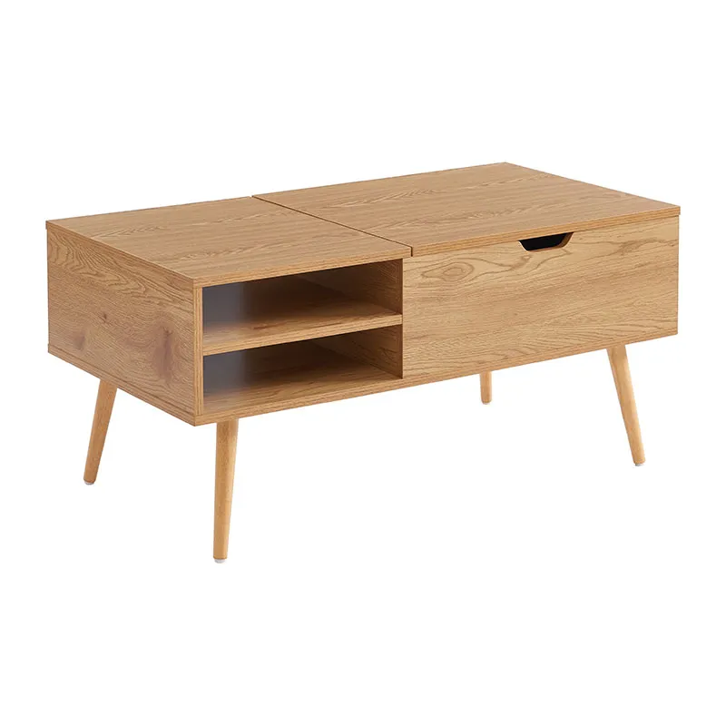 Table basse Florence effet Chêne + plateau relevable - 120x120x75cm-2