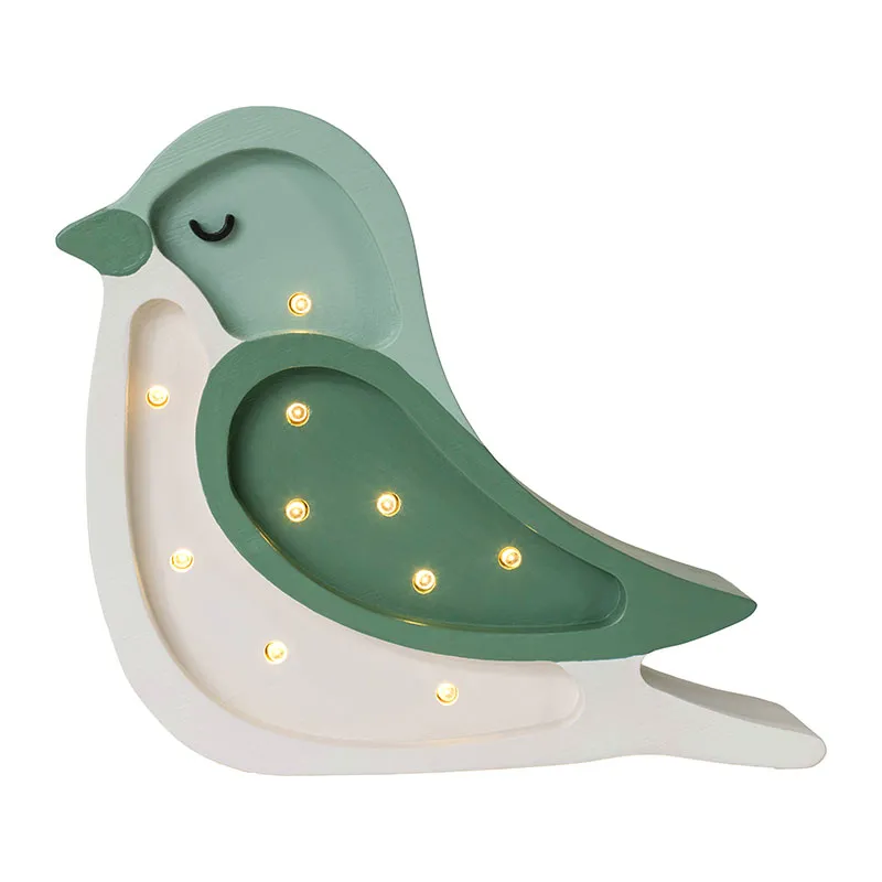 Lampe Veilleuse Oiseau Pistache/Crème - 18x20x5,5cm-1