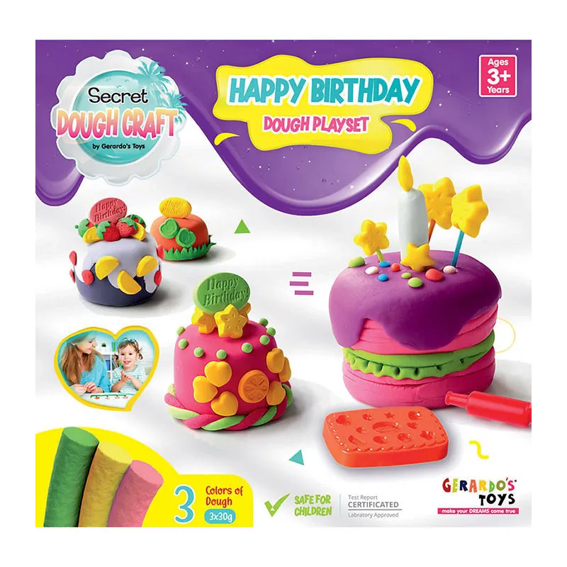 Pâte à modeler Gâteau d'anniversaire 3x30g - 36m+-1