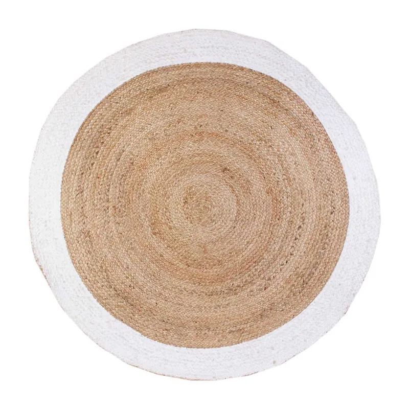 Tapis rond jute bord Blanc - ø120x0.5cm-0