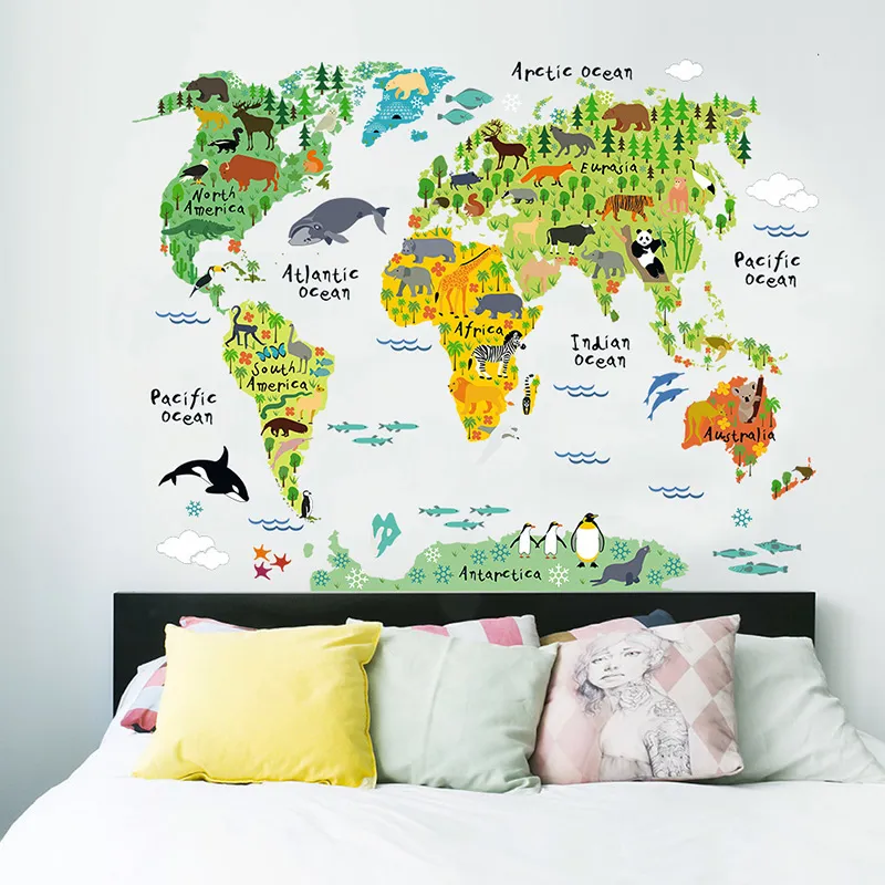 Stickers - Carte du Monde & Animaux pour enfants-1