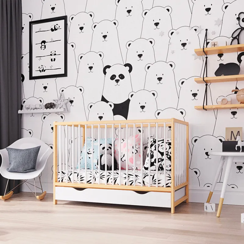 Lit Bébé évolutif + tiroir Mathis Bois/Blanc - 60x120cm-1