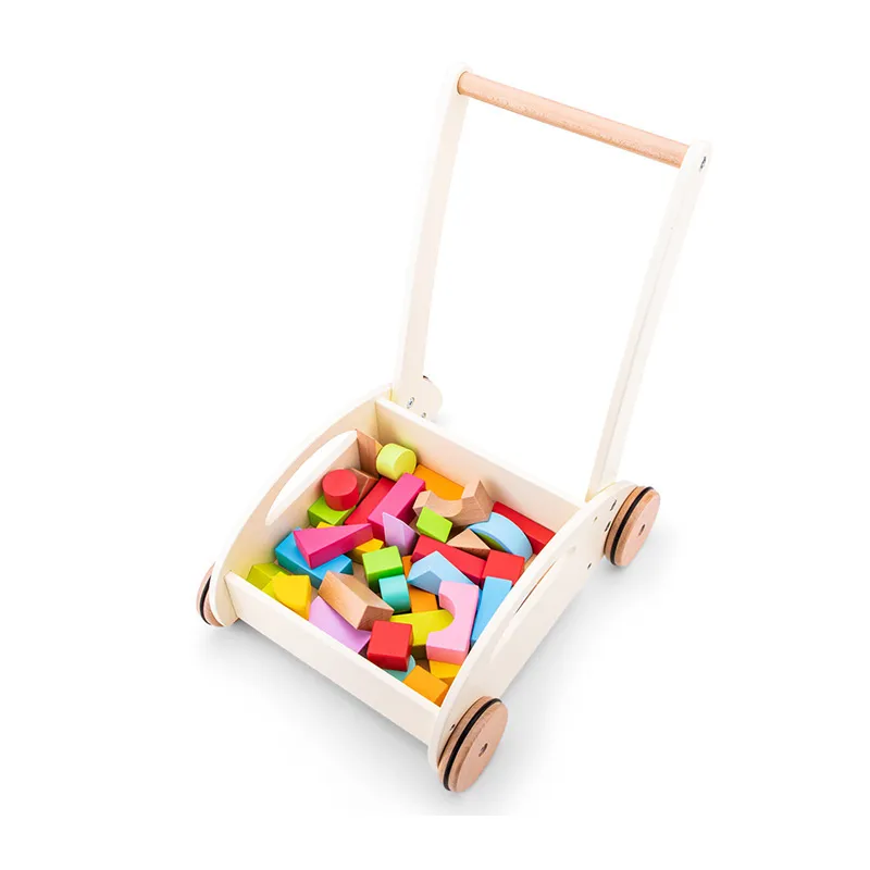 Chariot à pousser avec blocs 30pcs - 12m+-5