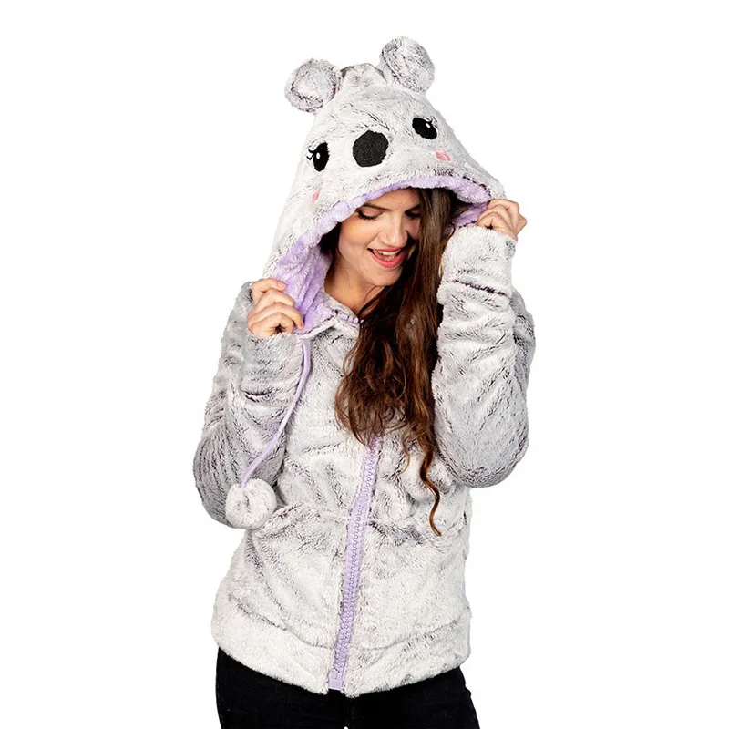 Veste polaire à capuche tête d'animaux Kiara Femme - Violet/Lilas - NIRVANA-0
