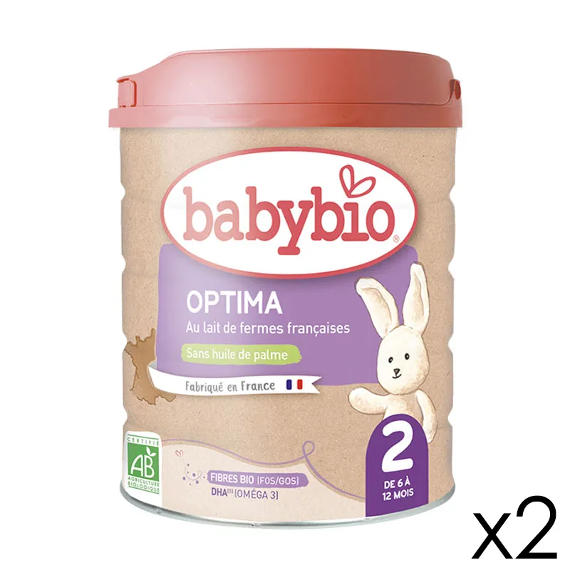2x800g Lait Infantile Optima 2 Lait de Vache Fibres & Bifidus BIO - 6m+-0