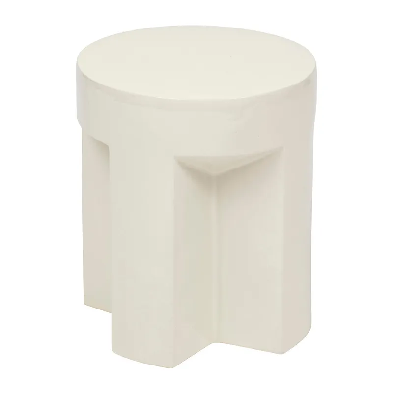 Table café totem Kriz Céramique Ivoire - ø34x41cm-0