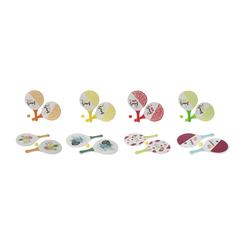 Raquettes de plage Bois + Balles Aléat. - 2pcs-0