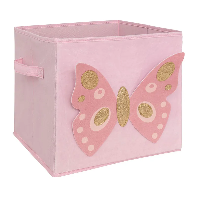 Boîte rangement Velours Papillon Féérique - 29x29cm-0