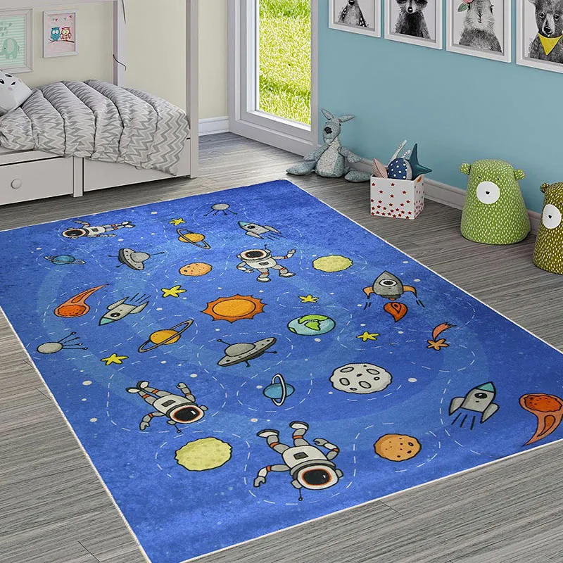 Tapis Enfant Galaxie Bleu - Plusieurs dim. dispos-1