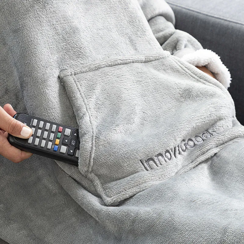 Sweat plaid à capuche Gris - TU-4