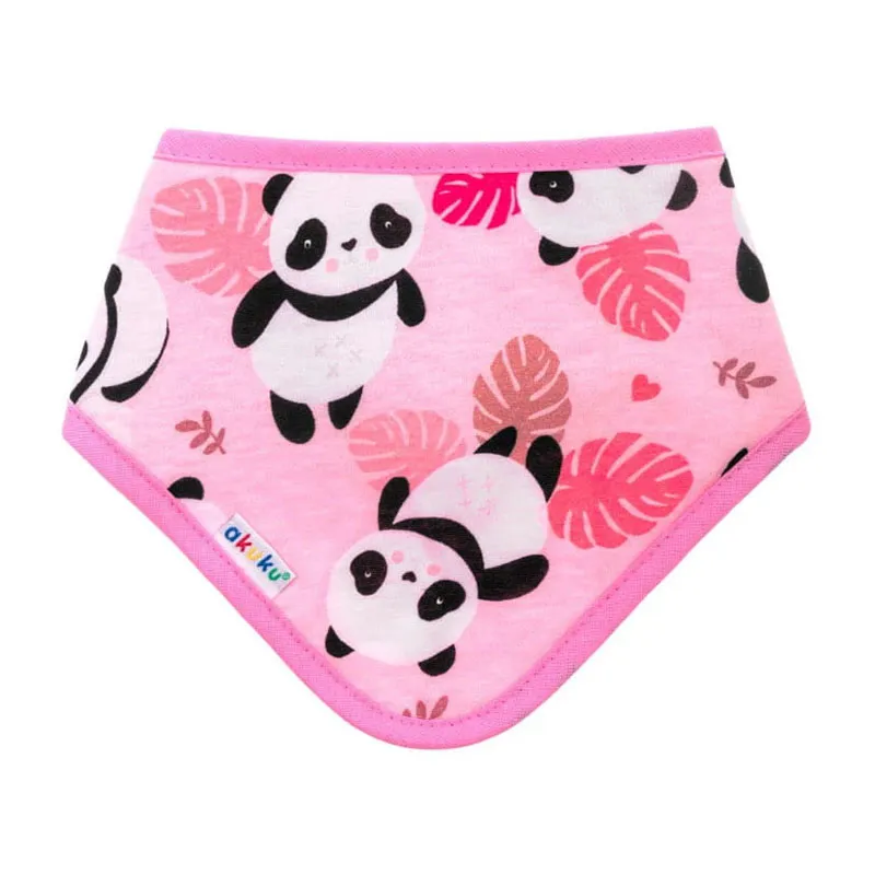 Bavoir bandana Coton - Rose Panda-0