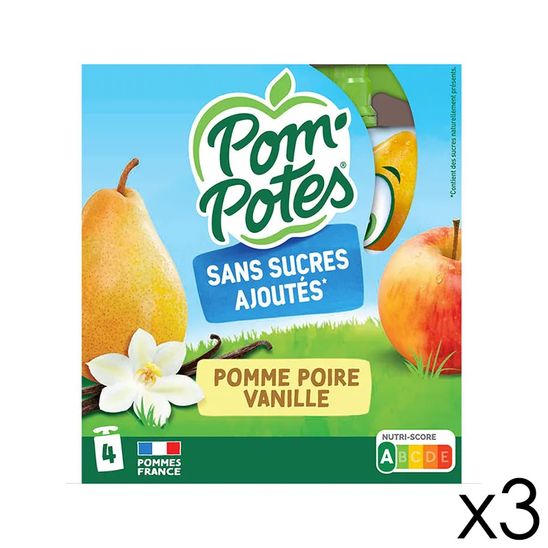 12 Compotes Gourdes Sans Sucres Ajoutés Pomme Poire Vanille - 12x90g-0