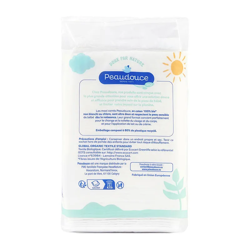 3 Paquets de Maxi carrés de Coton BIO Bébé - 3x60pcs-1