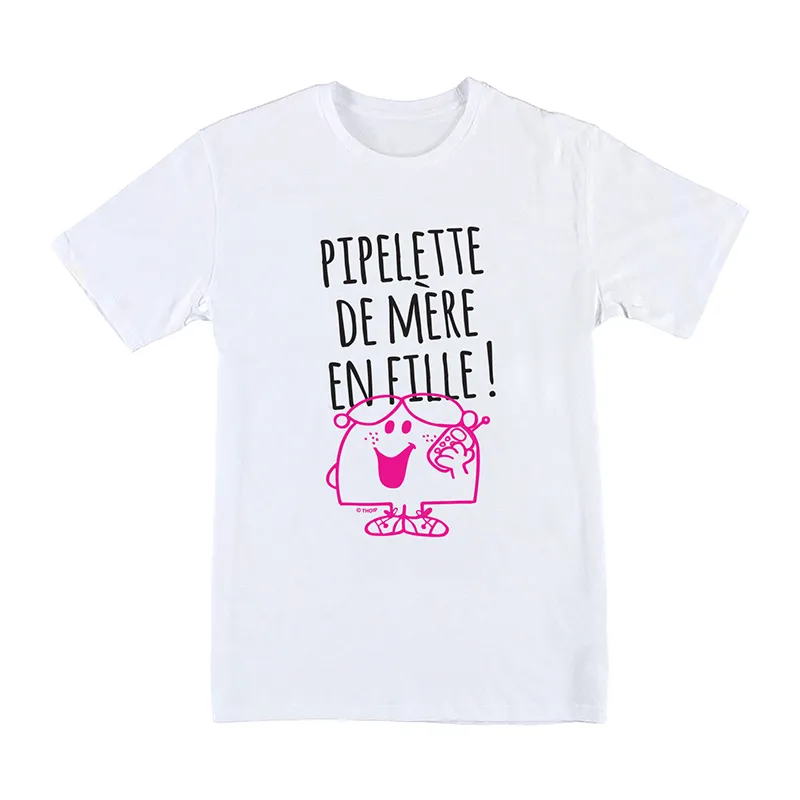 T-shirt Femme Pipelette de Mère en Fille BIO - Blanc-0