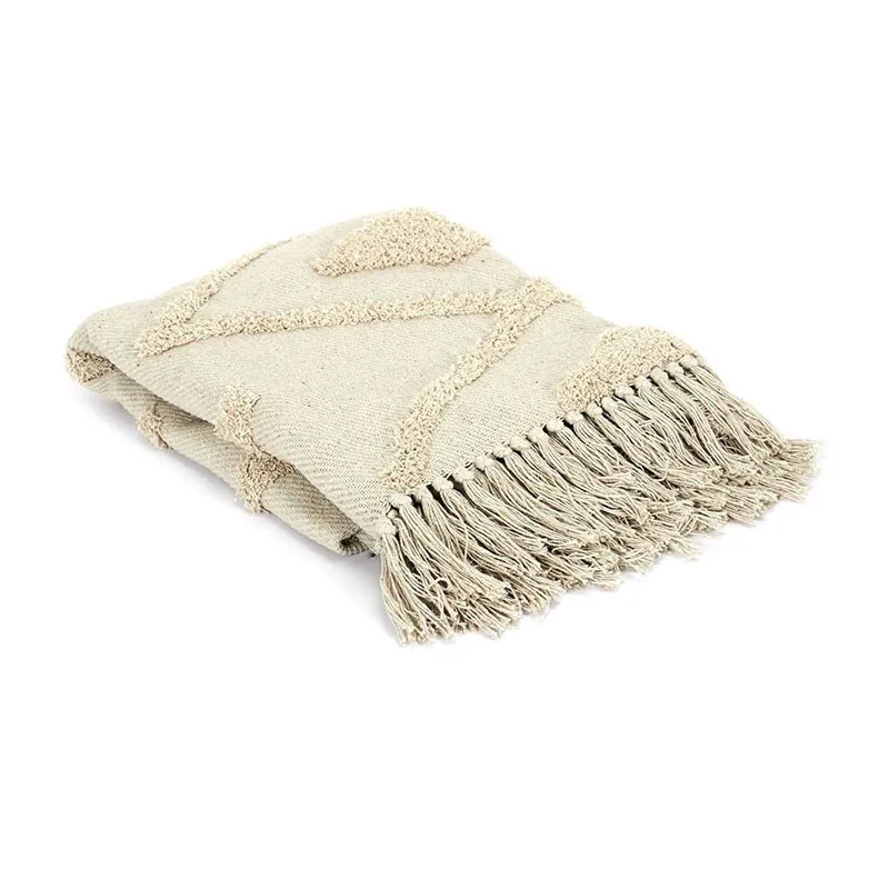 Plaid Ethnique Beige Losange écru - 150x120cm-2