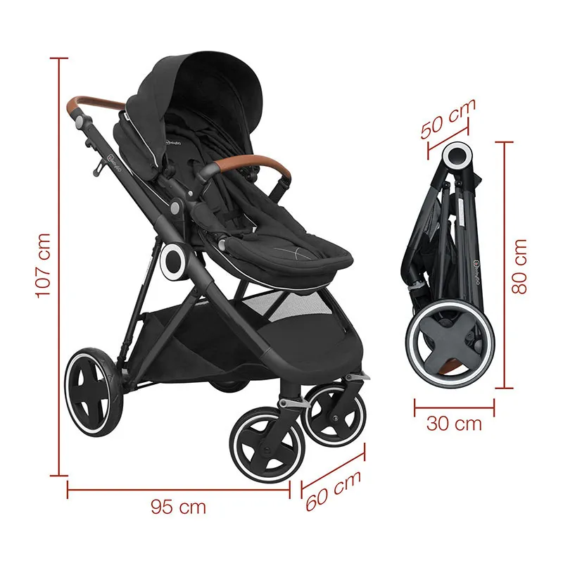 Trio Poussette transformable + Coque Gr.0+ Halime Anthracite/Noir - 0m+-17