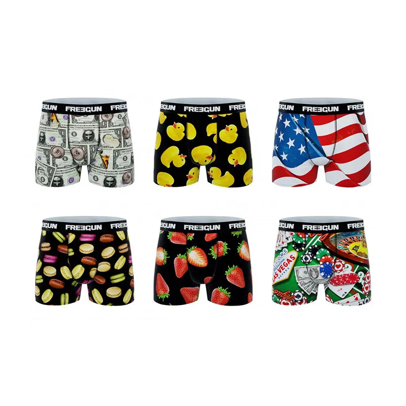 6 Boxers Garçon Best Of Freegun - Jaune/Rouge-1
