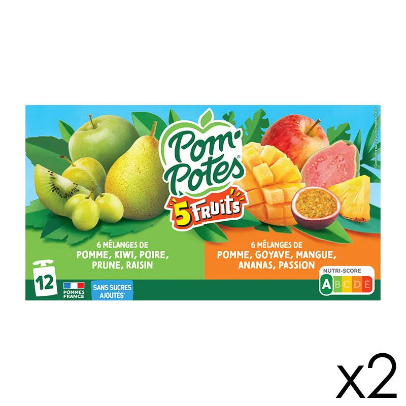 24 Compotes Gourdes 5 Fruits Exotiques & Verts - 24x90g-0