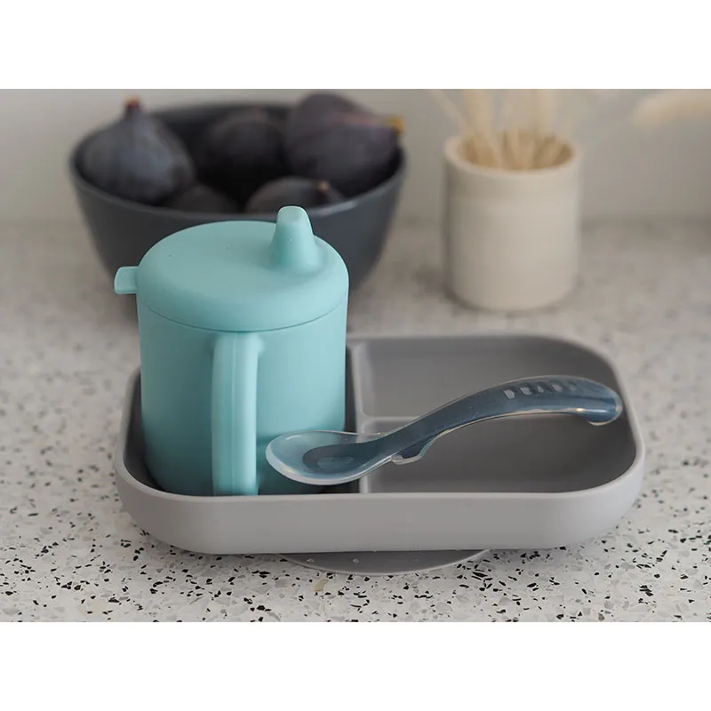 Coffret repas 3pcs Silicone Bleu - 6m+-4