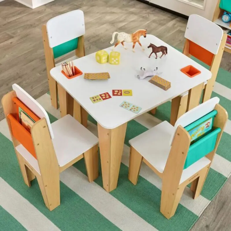 Set Table + 4 Chaises Bois Gris cendré - 4+-2